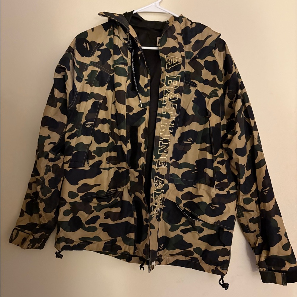 Shark Camo Hooded Windbreaker Jacket Streetwear Full Zip Rare
